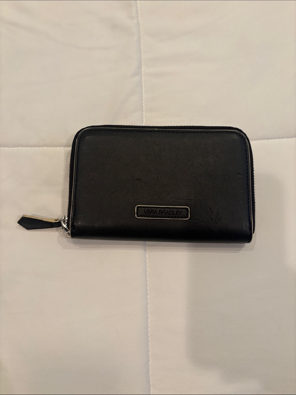 Vera Bradley Black Zip-Around Leather Wallet